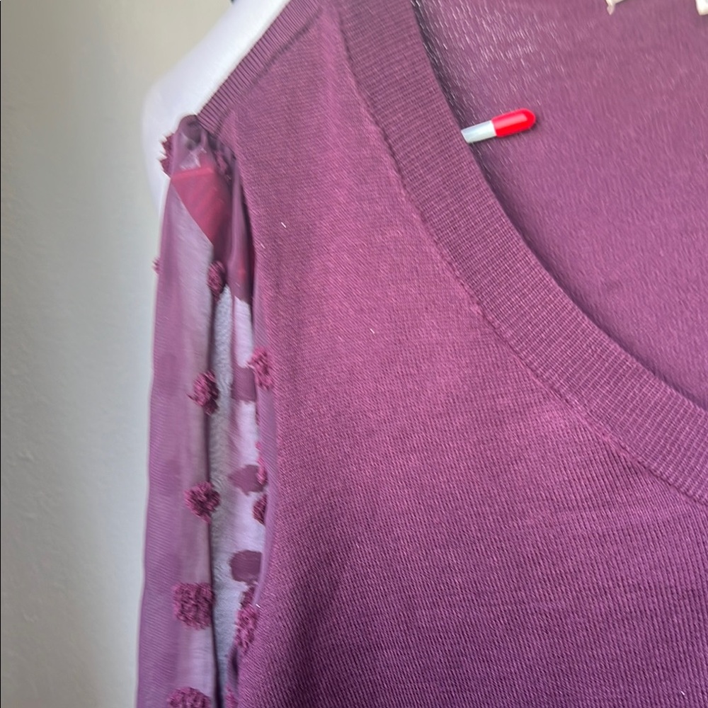 Les Serein  burgundy V-Neck women’s long   pullover  long sleeve Sz S/P - Picture 9 of 9